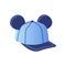 Cute blue baseball cap with mouse ears for kids on white