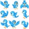 Cute blue bird cartoon