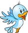 Cute blue bird flying cartoon