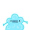 Cute blue cloud apologizing sorry hand drawn vector illustration in cartoon style