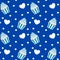 Cute blue cupcake with anchor seamless pattern