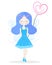 Cute blue fairy girl vector background