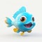Cute Blue Fish 3d Illustration For Playful Photo Shoot
