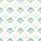 Cute blue folk heart seamless pattern