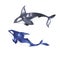 Cute blue and grey dolphin set.