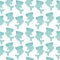 Cute blue hammerhead hand drawn doodle seamless pattern on white background