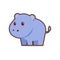 Cute blue hippopotamus cartoon comic character with smiling face happy emoji anime kawaii style funny animals for kids