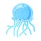 Cute blue jellyfish. Ocean underwater animal.
