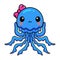 Cute blue little jellyfish girl cartoon