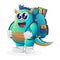 Cute blue monster carrying a schoolbag, backpack, back to school