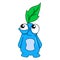 Cute blue monster child is smiling sweetly, doodle icon image kawaii