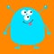 Cute blue monster icon. Happy Halloween. Cartoon colorful scary funny character. Eyes, ears antenna, mouth, tongue. Funny baby col