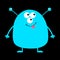 Cute blue monster icon. Happy Halloween. Cartoon colorful scary funny character. Eyes, ears antenna, mouth, tongue. Funny baby col