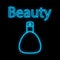 Cute blue neon perfume on a black saturated background. perfume for men and women to create aroma and mood. rich aromatic base,