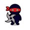 cute blue ninja mascot character holding shuriken