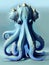 Cute blue octopus with big eyes. Generative AI