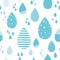Cute blue rainy drops of rain Vector autumn seamless pattern. Kids fall spring background