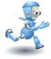 Cute blue robot character running