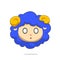 Cute blue sheep looks confused. Sheep character vector design