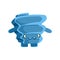 Cute blue suspicious rock element. Cartoon emotions character vector Illustration