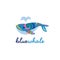 Cute blue tribal whale logo design