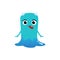 Cute blue water monster with horns showing its tongue - cartoon baby alien