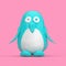 Cute Blue and White Toy Cartoon Plasticine or Clay Penguin in Duotone Style. 3d Rendering