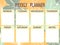 Cute blue yellow printable weekly planner with flowers