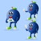 Cute blueberry characters making playful hand signs