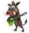 Cute Boar cartoon character with guiter