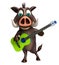 Cute Boar cartoon character with guiter