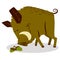 Cute boars or warthog character with acorn. Vector illustration