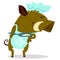 Cute boars or warthog character as cook. Vector illustration wit