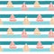 Cute boats on blue stripes background. seamless pattern illustration