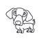 Cute bobblehead Dachshund cartoon vector line icon