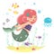 Cute bodypositive mermaid girl swimming in sea ocean water bottom character icon flat design vector illustration