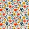 cute boho style cartoon childish flowers background. tile