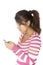 Cute Bolivian girl with phone