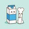 Cute Bone Character Drink Fresh Milk