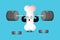 Cute bone mascot lifting a barbell