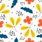 Cute botanical drawing seamless pattern scandinavian style. Vector illustration for fashion fabric ready to textile print