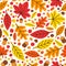 Cute botanical hand drawn Autumn Leaves seamless pattern background