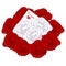 Cute bouquet of red rose, white rose and message card