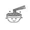 Cute bowl of noodle vector illustration with doodle style