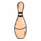 Cute bowling pin in cartoon doodle style with outline. Doodle vector illustration. Bowling pin isolated on white background
