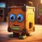 cute box in pixar animation, cartoon animation