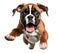 Cute Boxer puppy dog jumping isolated image. Funny pet doggy jump