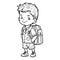 Cute boy with backpack coloring page