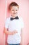 Cute boy with bow tie party accessory