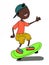 Cute boy cartoon illustration skating drawing line illustration drawing line white background